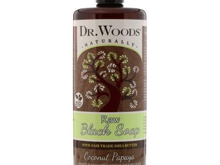 DR. WOODS - Liquid Raw Black Soap with Fair Trade Shea Butter Coconut Papaya - 32 fl oz (946 ml) Online Hot Sale