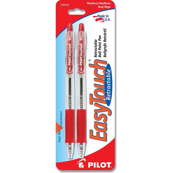 EASY TOUCH - Retractable Ball Point Pens Medium Point Red Ink - 2 Pens Online