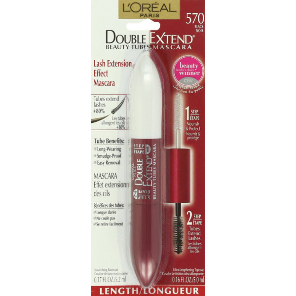 L OREAL - Double Extend Beauty Tubes Mascara 570 Black - 0.33 fl. oz. (10 ml) For Sale